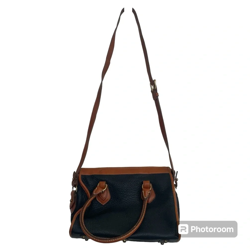 Dooney & Bourke Navy and Brown Leather Shoulder Bag